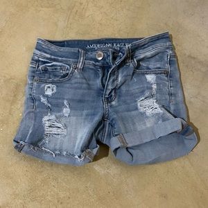 denim american eagle shorts